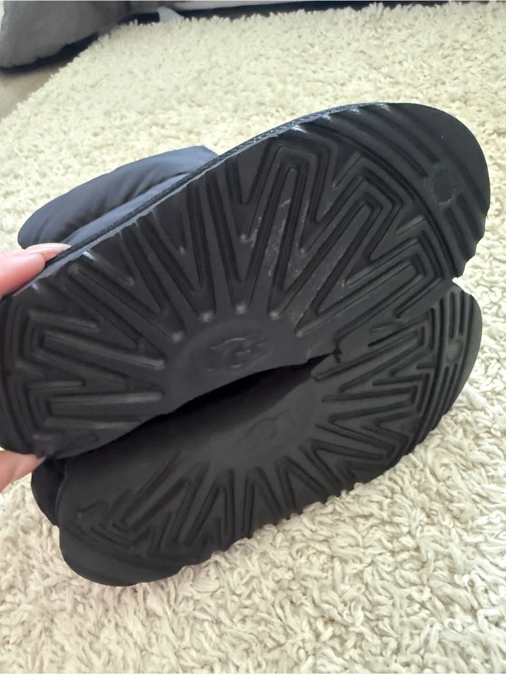 UGG Kids Black Puffer Cuff Suede-Look Winter Boots